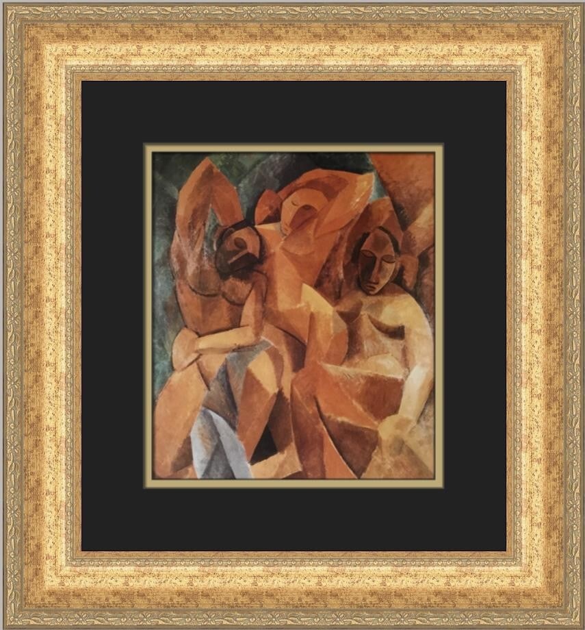 Pablo Picasso Three Women Custom Framed Print 1972 Abstract Art: Pablo Picasso Three Women Custom Framed Print 1972 Abstract Art This striking custom framed print by Pablo Picasso, titled "Three Women," features abstract nude figures that beautifully encapsulate hi