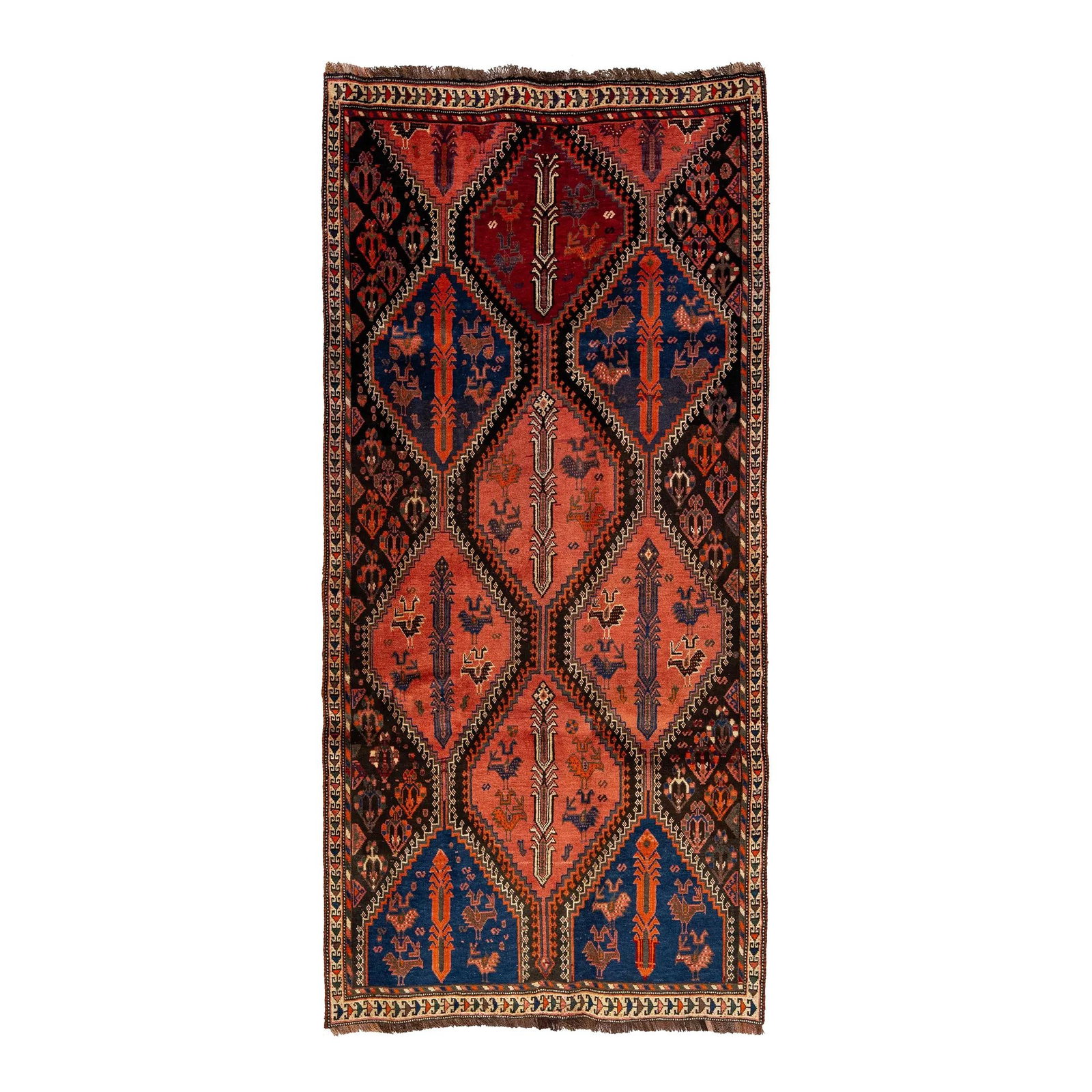Vintage Persian Shiraz Wool Scatter Rug Terracotta 3'11 x 8'5 (1 of 9)
