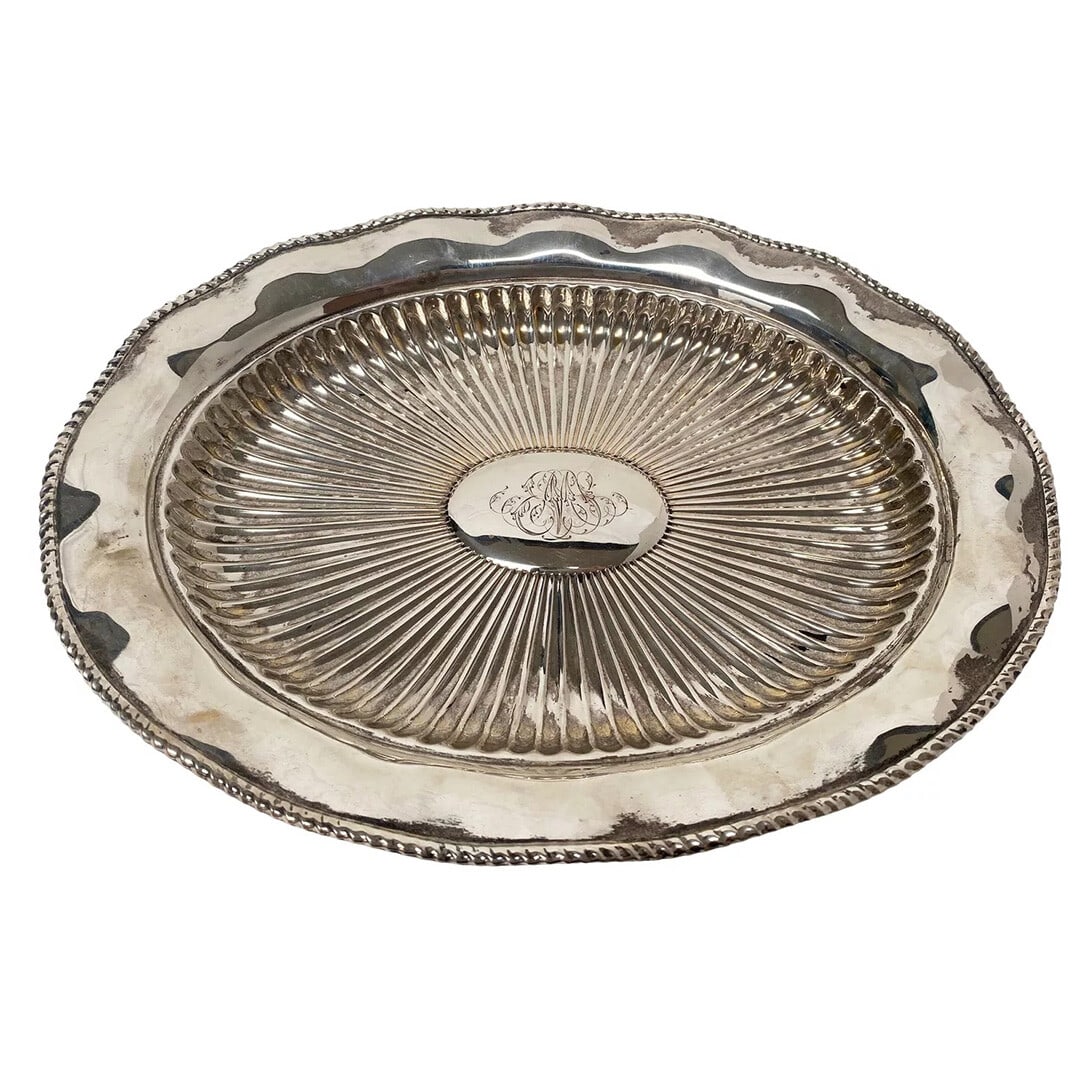 Theodore Starr Sterling Silver Monogram Oval Bowl 16.38 ozt (1 of 7)