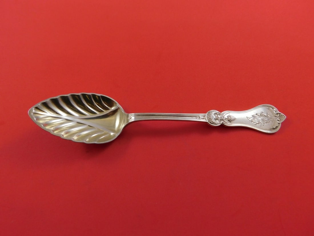 John L Westervelt Sterling Silver Cone Ice Cream Spoon 1850s Fluted Handle: John L Westervelt Sterling Silver Cone Ice Cream Spoon 1850s Fluted Handle This exquisite ice cream spoon, titled 'Cone', is crafted from sterling silver and features a beautifully fluted handle. Meas