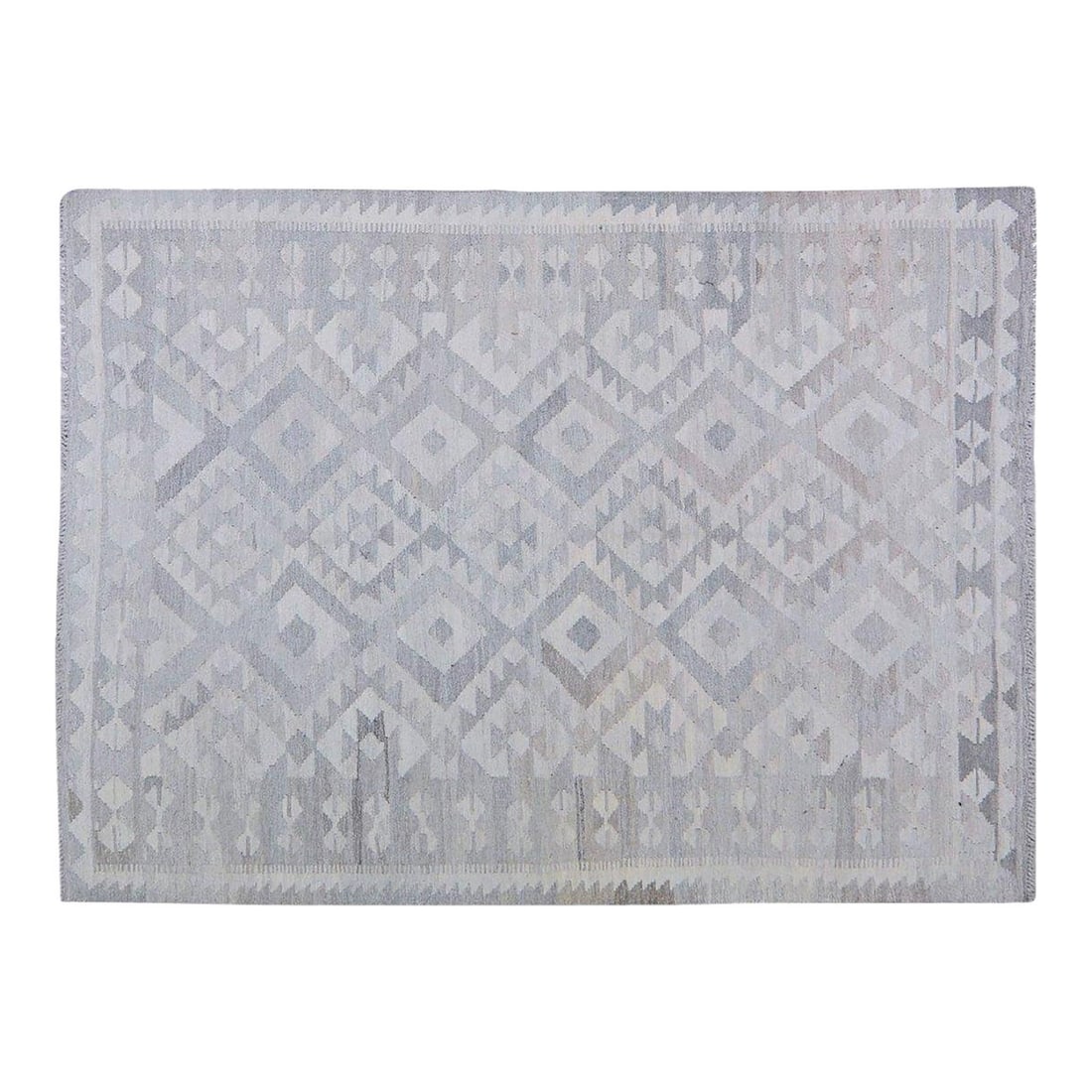 Hand-Knotted Wool Rug in Afghan Navajo Design 4'8'' x 6'4'' (1 of 4)