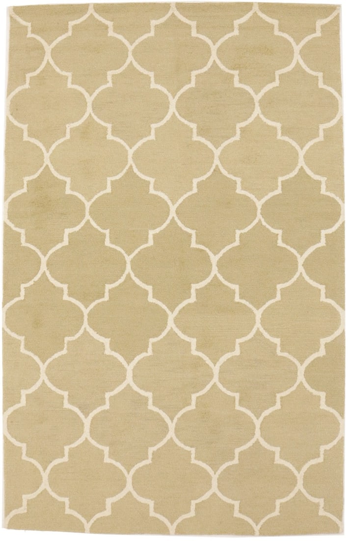 Beige Trellis Design Hand-Tufted Wool Area Rug 5'X8' Modern Style: Beige Trellis Design Hand-Tufted Wool Area Rug 5'X8' Modern Style Enhance your space with this elegant Beige Trellis Design Modern Rug, perfect for contemporary interiors. Measuring 5'0" x 8'0", this 