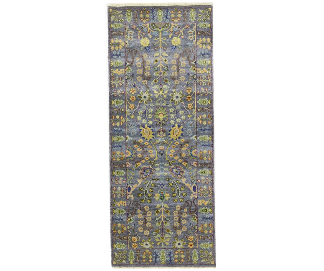 Handmade Wool Oushak Tree of Life Runner 2'5 x 5'11: Handmade Wool Oushak Tree of Life Runner 2'5 x 5'11 Enhance your space with this exquisite Tree of Life Floral Oushak Chobi Oriental Runner Rug, meticulously handmade in India. Measuring 2'5" x 5'11" 
