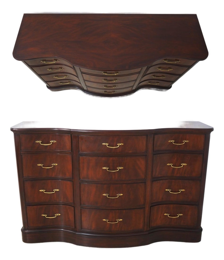 Mahogany Bow Front Dresser With 12 Drawers And Solid Brass Hardware (1 of 10)