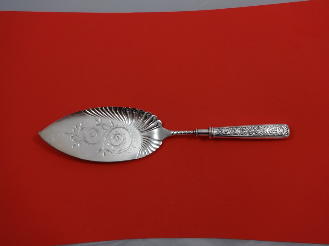 1847 Rogers Assyrian Head Silverplate Fish Server 12 Inch Engraved (1 of 1)