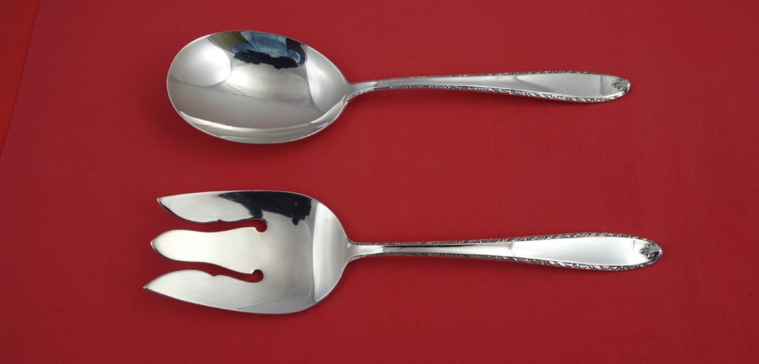 Alvin Southern Charm Sterling Silver Salad Serving Set 9 Inch: Alvin Southern Charm Sterling Silver Salad Serving Set 9 Inch Enhance your dining experience with this stunning Southern Charm Salad Serving Set by Alvin. Crafted from high-quality sterling silver, th