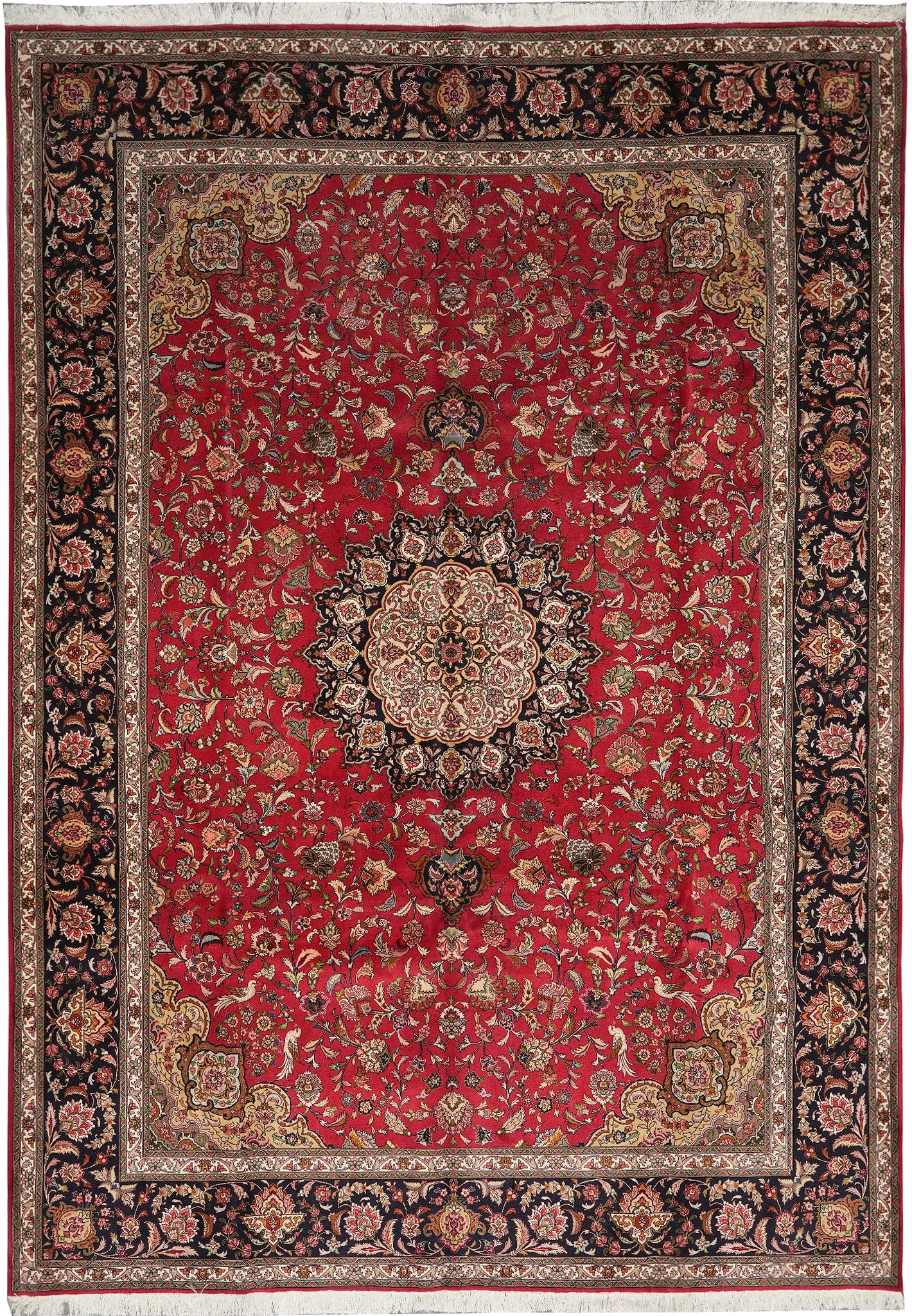 8.3 x 11.8 Persian Tabriz Rug Iran Wool Silk 400 KPSI Hand Knotted: 8.3 x 11.8 Persian Tabriz Rug Iran Wool Silk 400 KPSI Hand Knotted Free continental US Shipping This genuine Persian Tabriz rug is hand-knotted in Iran using premium wool and silk, featuring a fine we