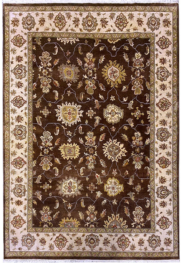 Handmade 7.10 x 9.10 Agra Rug 100% Natural Wool Floral Design: Handmade 7.10 x 9.10 Agra Rug 100% Natural Wool Floral Design Free continental US Shipping Enhance your living space with this exquisite 7.10 x 9.10 Agra Rug, a stunning representation of traditional 
