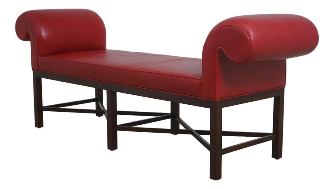 Baker Chippendale Mahogany Leather Window Bench (1 of 10)
