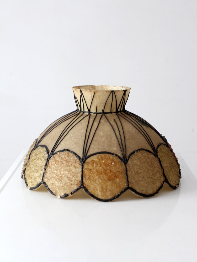Vintage Fiberglass Chandelier Shade with Atomic Wire Detail 20 inch (1 of 14)