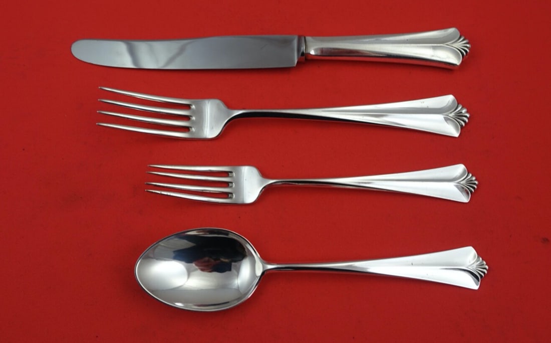 David Andersen Sterling Silver Town Hall 4-Piece Dinner Setting (1 of 2)