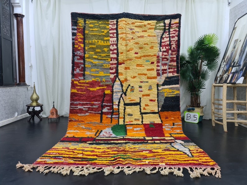 Authentic Handmade Moroccan Berber Wool Rug 8 x 5 Feet: Authentic Handmade Moroccan Berber Wool Rug 8 x 5 Feet Experience the elegance of this Authentic Artistic Handmade Moroccan Berber Wool Rug. Handwoven in the Atlas Mountains by skilled Berber women we
