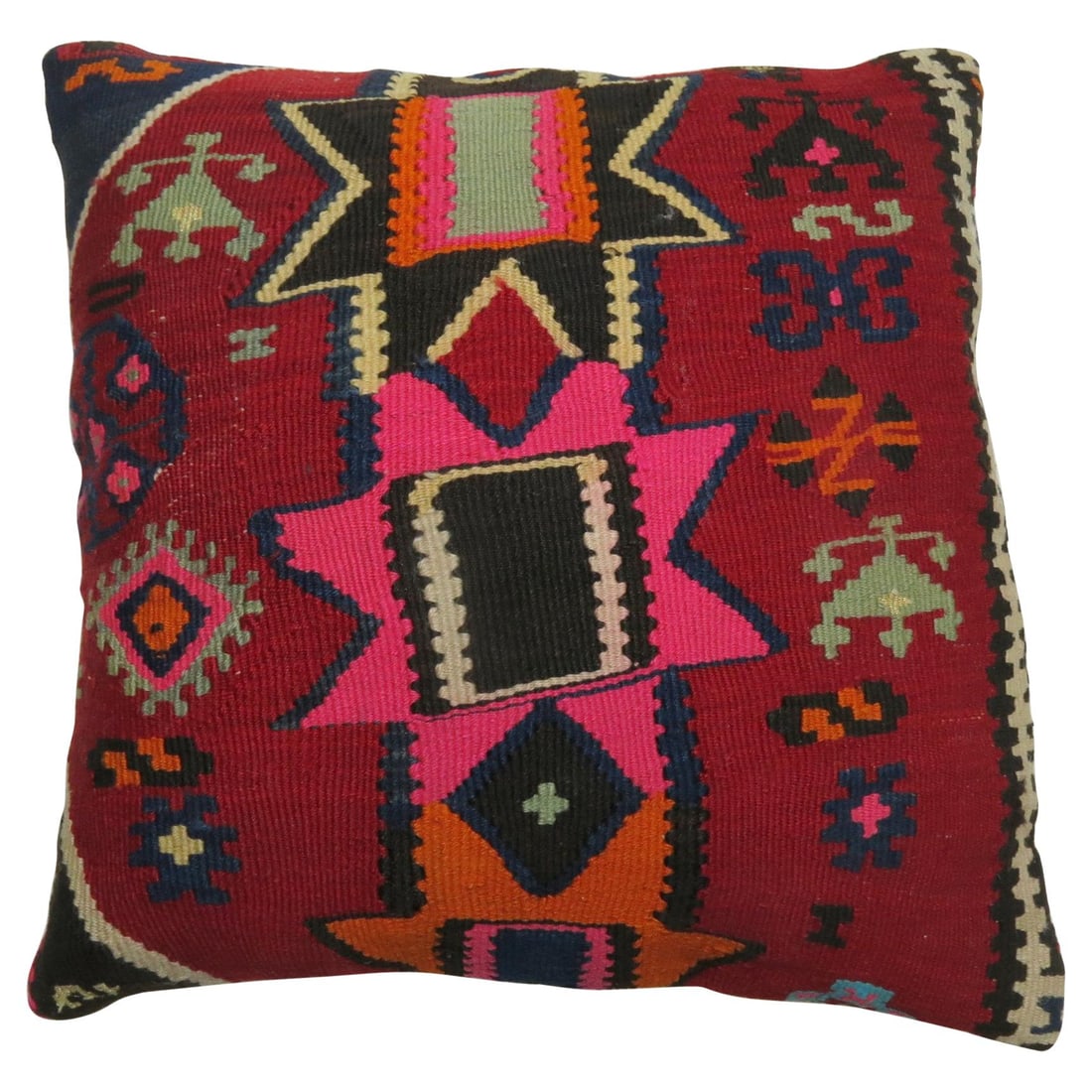 Bohemian Turkish Kilim Cotton Wool Pillow 19 in (1 of 4)