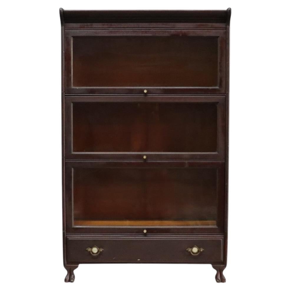Grand Rapids Arts Crafts mahogany barrister bookcase 3 stack claw feet (1 of 11)