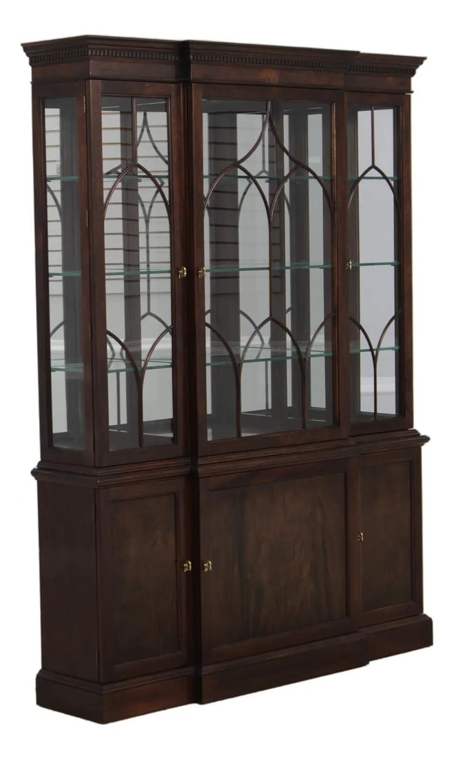 Mahogany Stickley china cabinet with lighted mirrored interior (1 of 10)
