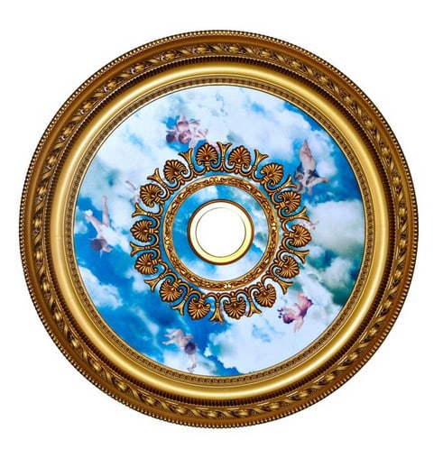 Artistry 32 Inch Round Ceiling Medallion Angels Clouds (1 of 2)