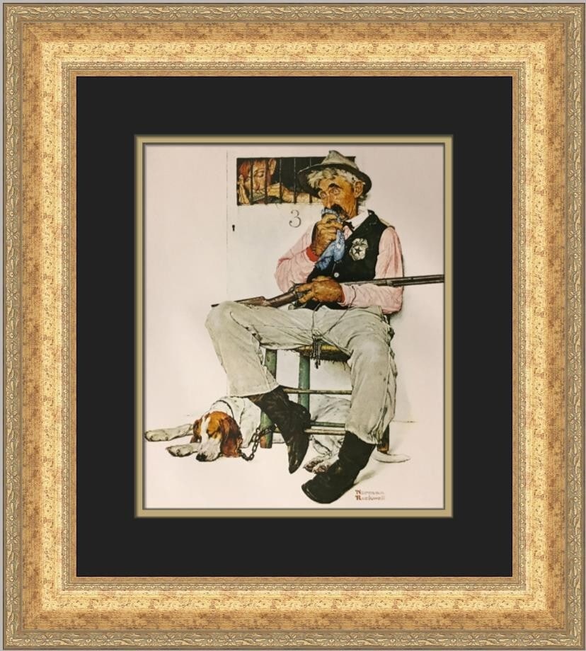 Norman Rockwell Sheriff and Prisoner Custom Framed Art Print 1979: Norman Rockwell Sheriff and Prisoner Custom Framed Art Print 1979 This stunning custom framed print features the iconic artwork "Sheriff and Prisoner" by renowned artist Norman Rockwell, produced in 1