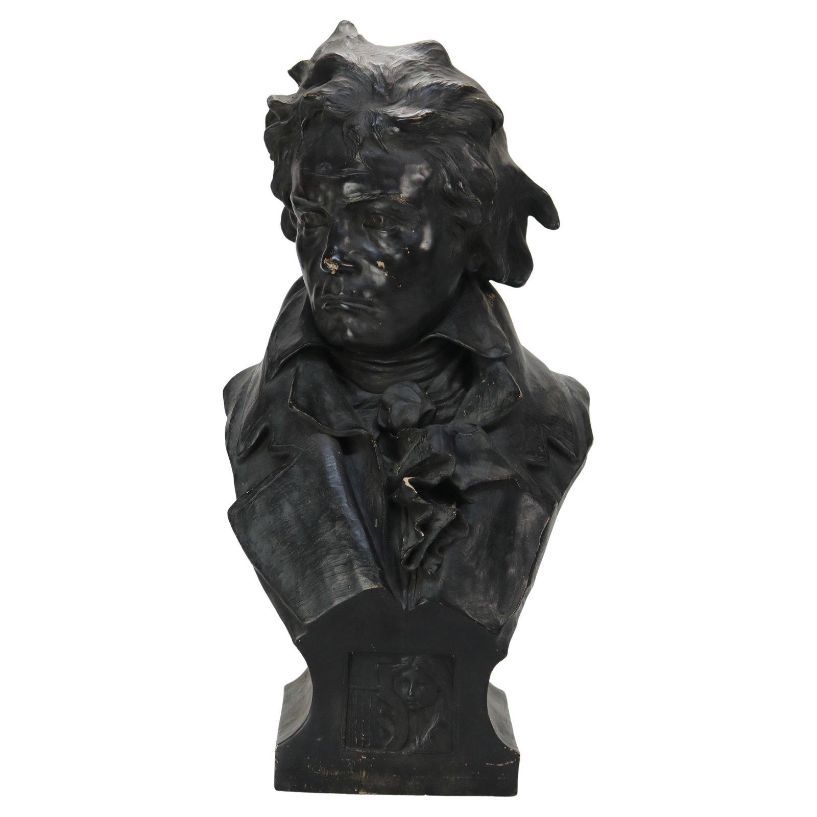 Signed 19th Century Terra Cotta Beethoven Bust C1890 24.25": Signed 19th Century Terra Cotta Beethoven Bust C1890 24.25" This exquisite life-sized bust of Ludwig van Beethoven, crafted from terracotta, dates back to circa 1890. The piece captures the intense ex
