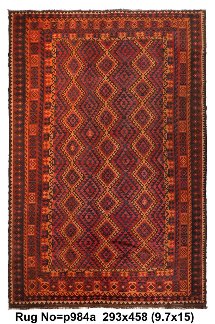 9.7 x 15 Handmade Ghalmouri Kilim Rug from Afghanistan: 9.7 x 15 Handmade Ghalmouri Kilim Rug from Afghanistan Free continental US Shipping Transform your home with the stunning 9.7 x 15 Handmade Traditional Ghalmouri Kilim Rug, a perfect blend of artistry
