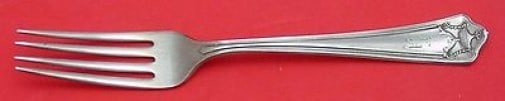 Whiting Pompeian Sterling Silver Fork 6 7/8" Monogrammed: Whiting Pompeian Sterling Silver Fork 6 7/8" Monogrammed This Pompeian pattern fork by Whiting is crafted from high-quality sterling silver, measuring 6 7/8 inches in length. The fork features a class