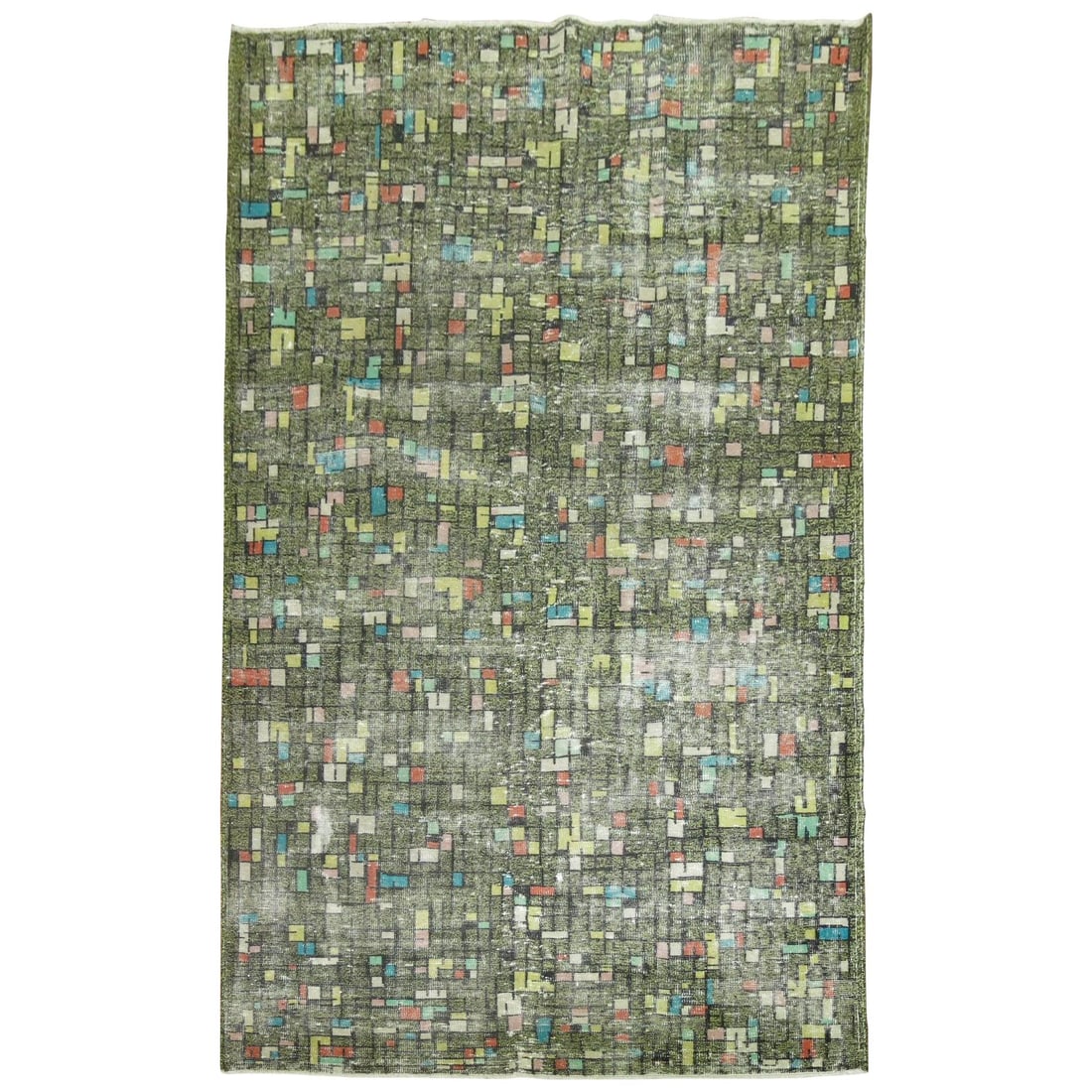 Mid Century Turkish Wool Hand Woven Zeki Muren Rug: Mid Century Turkish Wool Hand Woven Zeki Muren Rug This Turkish Deco rug is attributed to Zeki Muren and features a hand-woven wool construction with a motif reminiscent of the classic Tetris game. Re