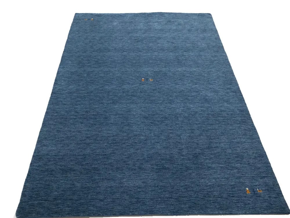 Handmade Wool Gabbeh Rug 5'11 x 8'11 Steel Blue Modern Pictorial: Handmade Wool Gabbeh Rug 5'11 x 8'11 Steel Blue Modern Pictorial Introducing a stunning Handmade Gabbeh Contemporary Rug, perfect for adding a modern touch to any kids' room or bedroom. This beautiful