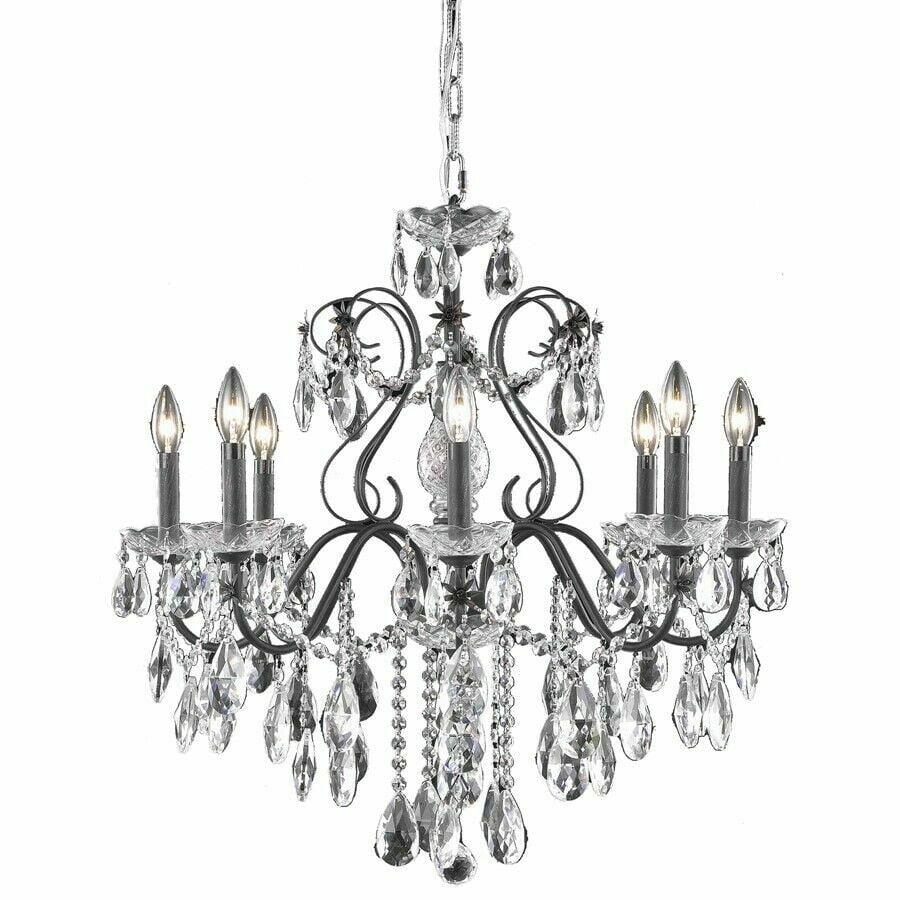 8 Light Dark Bronze Crystal Chandelier St. Francis 26 Inch: 8 Light Dark Bronze Crystal Chandelier St. Francis 26 Inch This elegant 8-light chandelier features a dark bronze finish with clear, royal cut teardrop crystals and crystal glass accents, creating a s