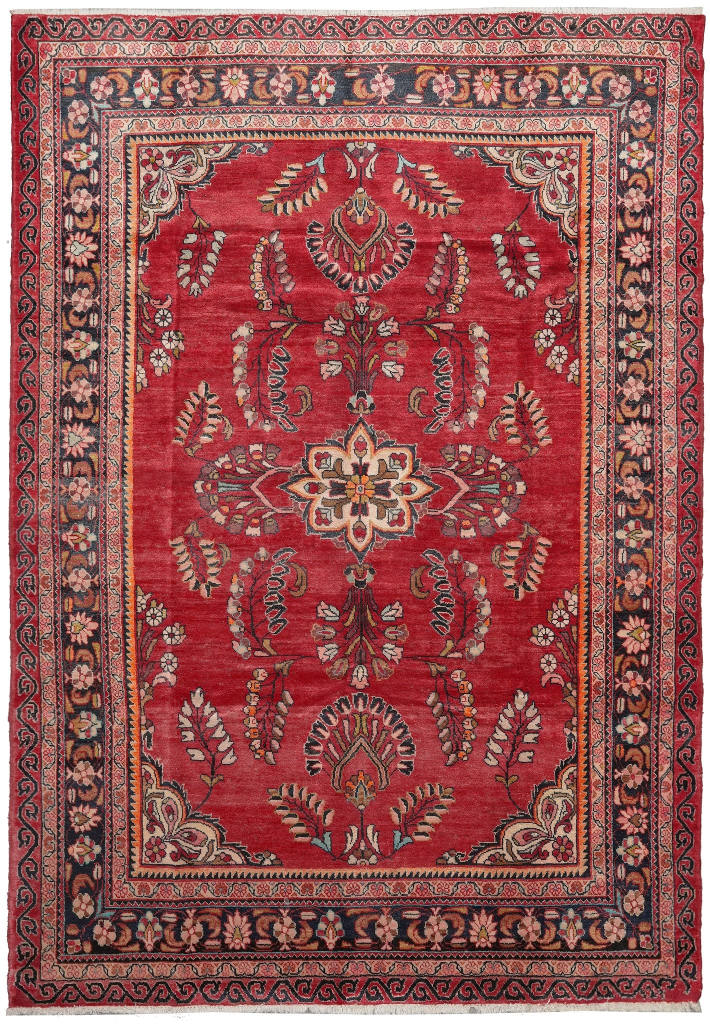 7 x 10 Persian Lilihan Rug Hand Knotted Wool Floral Design: 7 x 10 Persian Lilihan Rug Hand Knotted Wool Floral Design Free continental US Shipping This 7 x 10 Persian Lilihan rug is hand-knotted by Armenian artisans in the Arak region of Iran. Crafted from pr
