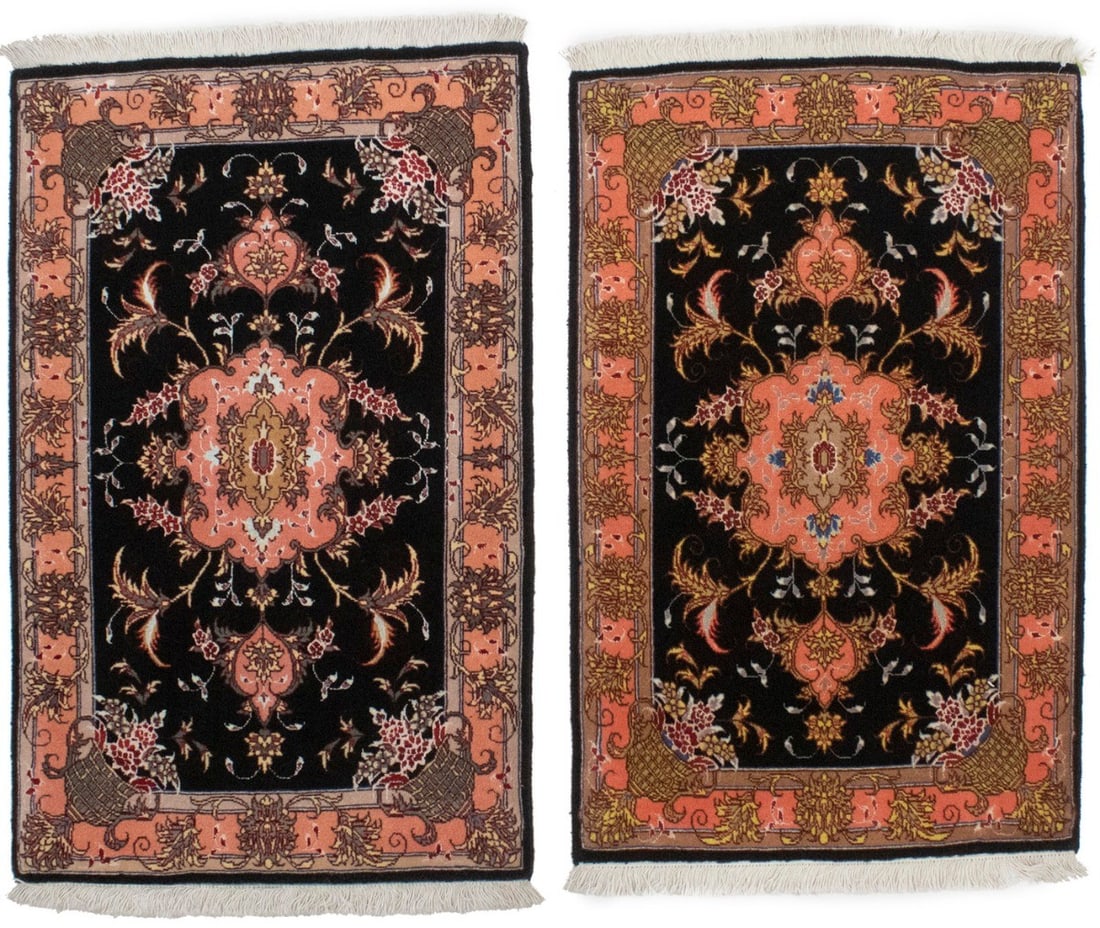 Hand-Knotted 2x3 Oriental Rug Floral Vase Design Kork Wool Silk (1 of 17)