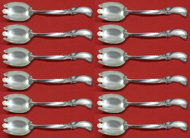 Wallace Waltz of Spring Sterling Silver Ice Cream Forks 12pc Set (1 of 4)