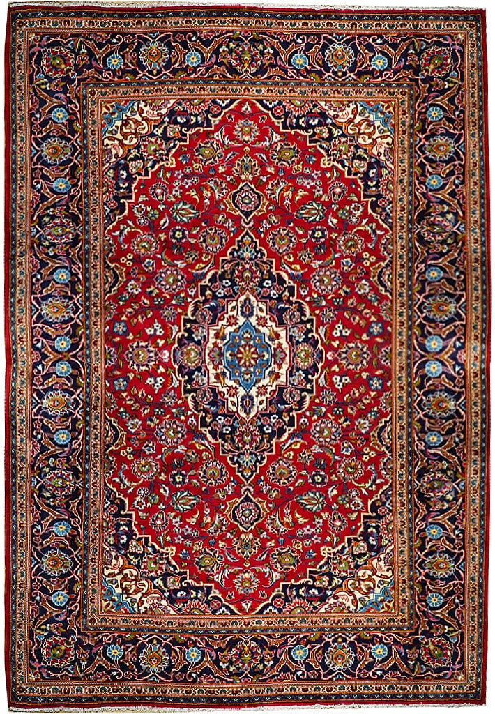 Handcrafted Persian Kashan Rug 7'11 x 11'5 Silk-like Pile: Handcrafted Persian Kashan Rug 7'11 x 11'5 Silk-like Pile Free continental US Shipping Enhance your living space with this exquisite handcrafted Persian Kashan rug. Measuring 7' 11" x 11' 5", this rug