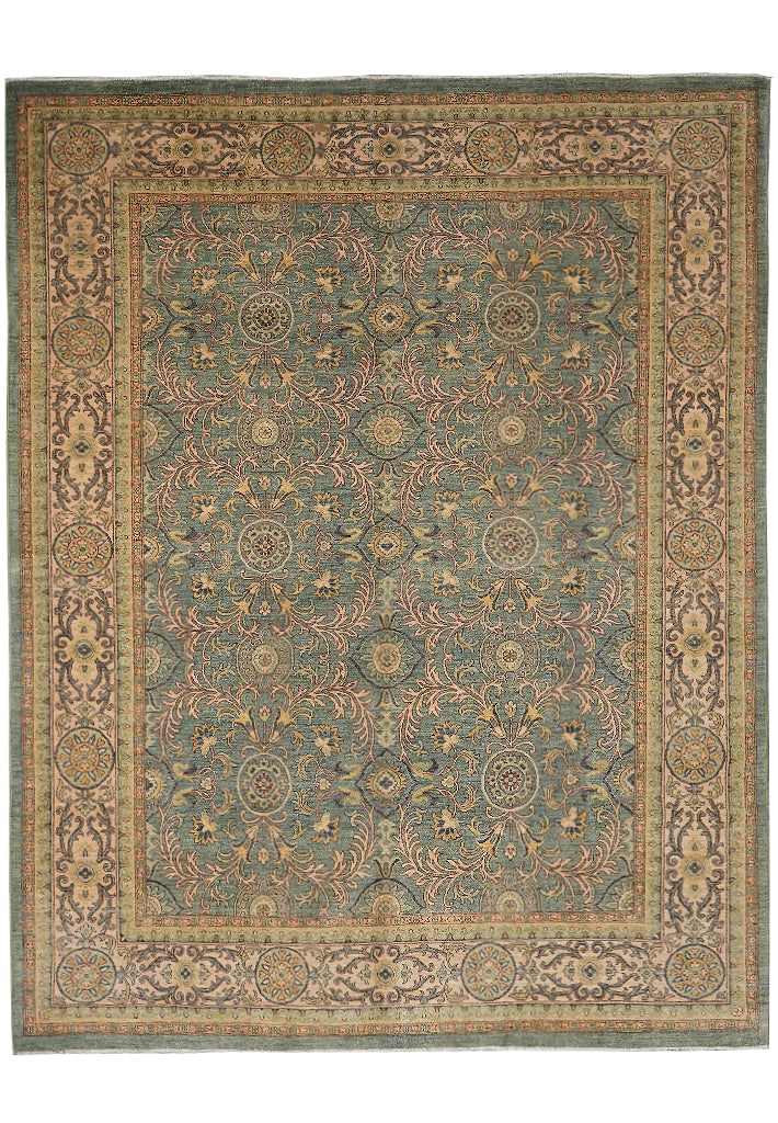 8.3 x 10 Handmade Pakistan Area Rug Natural Wool Sage Green Traditional: 8.3 x 10 Handmade Pakistan Area Rug Natural Wool Sage Green Traditional Free continental US Shipping This handmade area rug from Pakistan features a traditional pattern in a calming sage green color, 