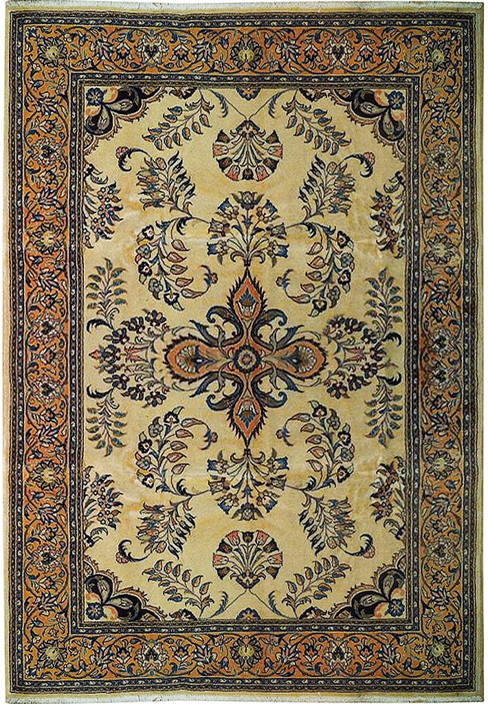 Handcrafted 7' x 10' 2" Fine Persian Sarouk Rug in Wool: Handcrafted 7' x 10' 2" Fine Persian Sarouk Rug in Wool Free continental US Shipping Discover the elegance of this handcrafted Fine Persian Sarouk Rug, expertly made by skilled Persian artisans. It fe