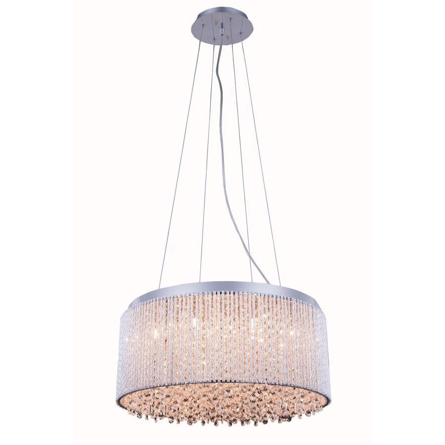 12-Light Chrome Crystal Foyer Chandelier 20 Inch INFLUX: 12-Light Chrome Crystal Foyer Chandelier 20 Inch INFLUX This modern crystal chandelier features a polished chrome or silver frame and is designed to accommodate 12 lights. The fixture is crafted from 
