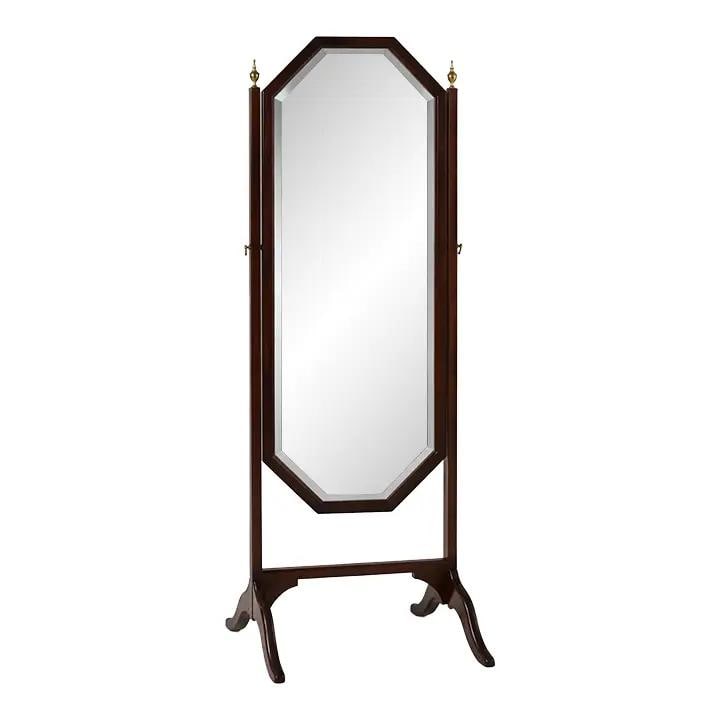 Mahogany Adjustable Cheval Mirror With Brass Accents Regency Style (1 of 10)