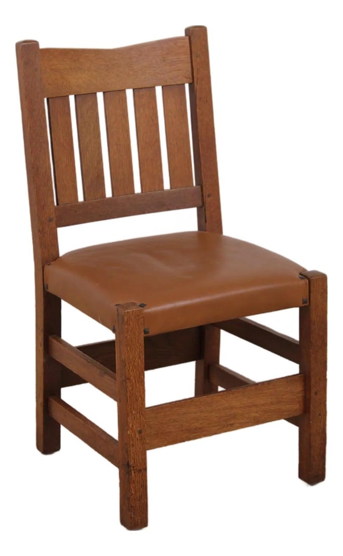 L&jg Stickley Mission Oak Leather Seat Chair (1 of 10)