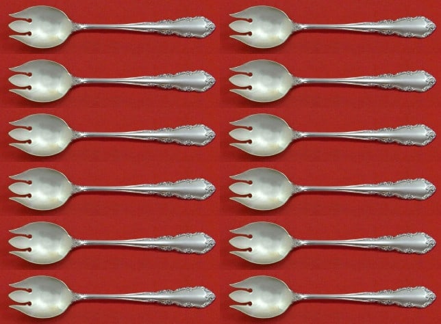 Wallace Shenandoah Sterling Silver Ice Cream Forks Set of 12 6 Inch (1 of 5)