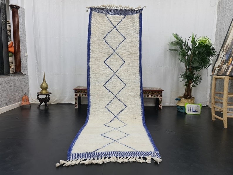 Authentic Handwoven White Runner Rug 2 x 6.56 Feet Morocco: Authentic Handwoven White Runner Rug 2 x 6.56 Feet Morocco Enhance your home decor with this Lovely White Authentic Runner Rug, handwoven in the Atlas Mountains by skilled local Berber women weavers. 