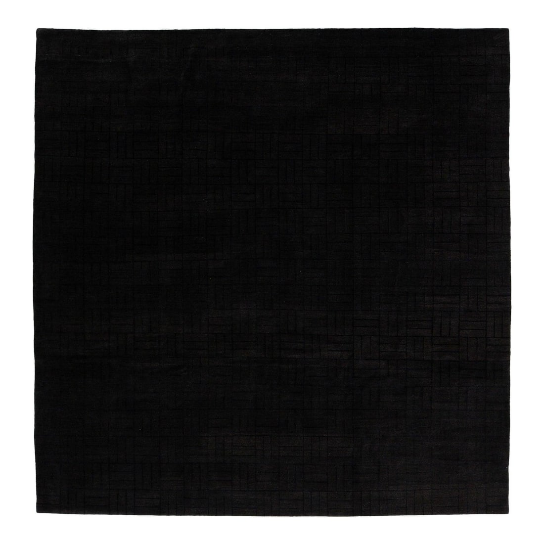 10' x 10'3" Tibetan Wool and Silk Area Rug with Abstract Geometric Design: 10' x 10'3" Tibetan Wool and Silk Area Rug with Abstract Geometric Design This modern Tibetan area rug is hand-knotted from a luxurious blend of Tibetan wool and silk. Featuring a dark brown field wit