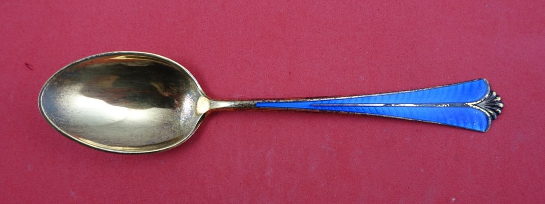 David Andersen Town Hall Sterling Silver Teaspoon Vermeil Coral Blue Enamel 5 3/4" (1 of 2)