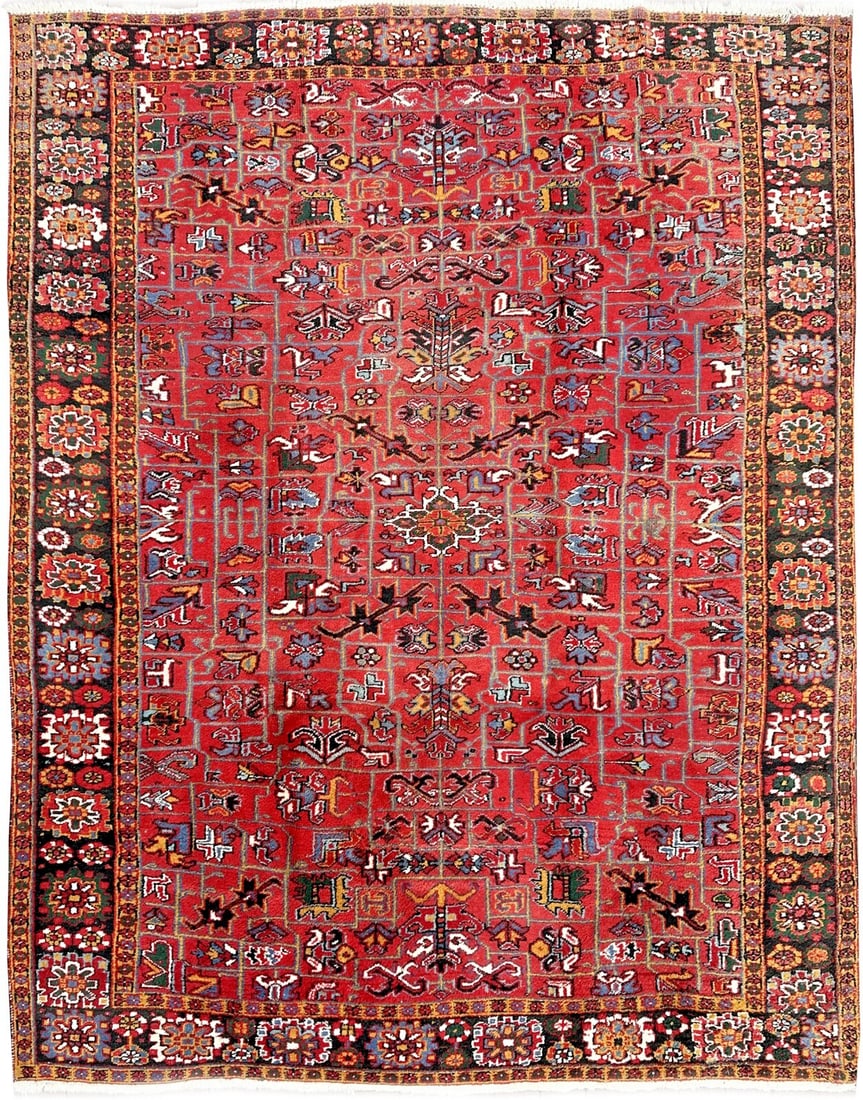 Hand Knotted Heriz Serapi Wool Rug 9x11 Geometric Antique (1 of 10)