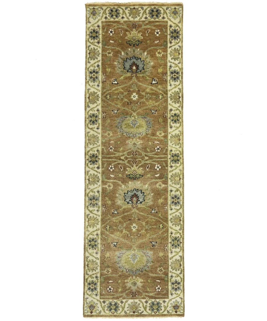 Floral Osh Chobi Wool Runner Rug 2'6 x 7'10 Hand Knotted: Floral Osh Chobi Wool Runner Rug 2'6 x 7'10 Hand Knotted Enhance your space with this stunning Floral Osh Chobi Hand-Knotted Runner Rug, perfect for your kitchen, hallway, or bedroom. Measuring 2'6" x
