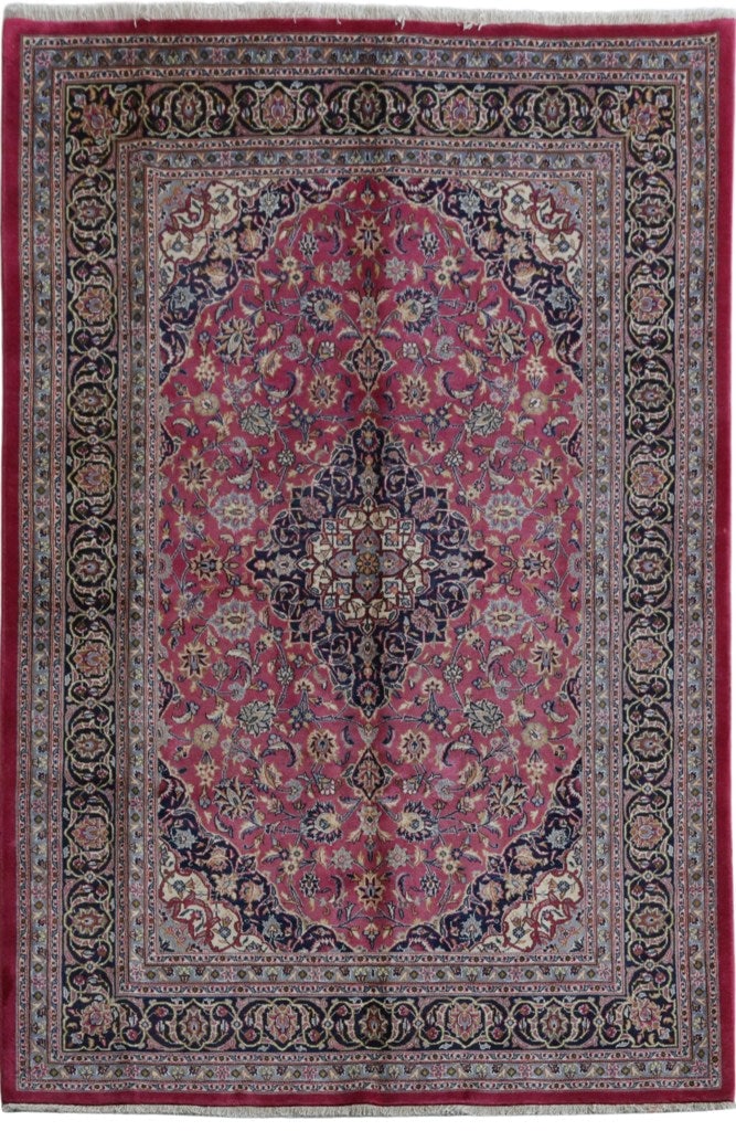 Handcrafted 6.7 x 9.9 Red Persian Kashmar Rug Silk-like Pile: Handcrafted 6.7 x 9.9 Red Persian Kashmar Rug Silk-like Pile Free continental US Shipping Enhance your living space with this exquisite handcrafted Red Persian Kashmar Rug. Designed by skilled Persian