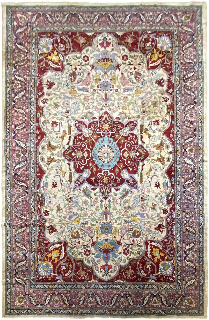 16x24 Hand Knotted Wool Agra Palace Rug Floral Medallion C.1900 (1 of 12)