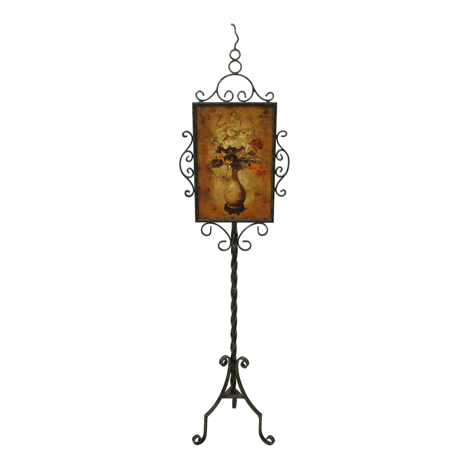 Elegant Faux Bronze Finish Iron Fire Screen 59" Tall (1 of 7)