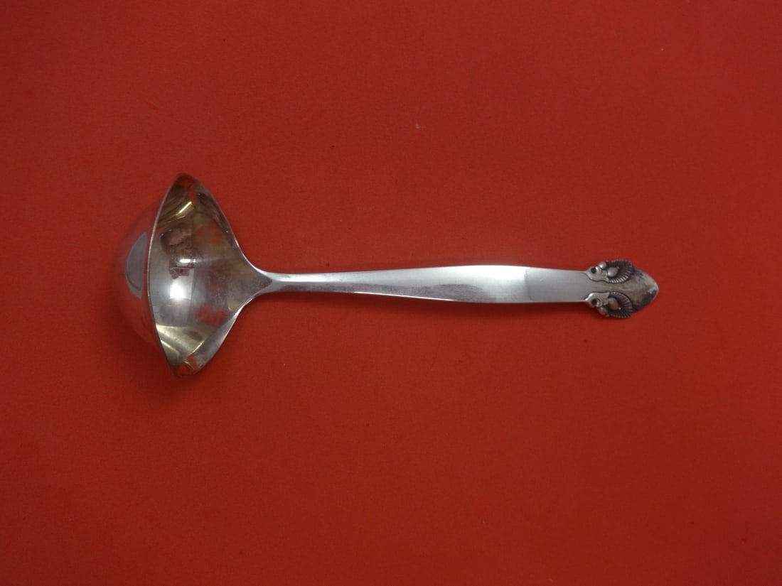 Georg Jensen Bittersweet Sterling Silver 7 5/8 Gravy Ladle Double Spout: Georg Jensen Bittersweet Sterling Silver 7 5/8 Gravy Ladle Double Spout Sterling silver gravy ladle in the Bittersweet pattern by Georg Jensen, featuring two spouts and a decorative handle. It dates t