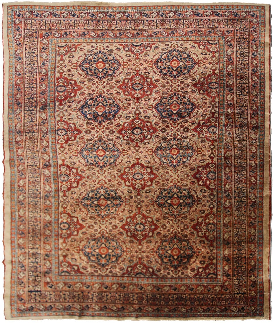 Antique Heriz Silk Rug 5x6 Hand Knotted 137cm x 178cm (1 of 11)