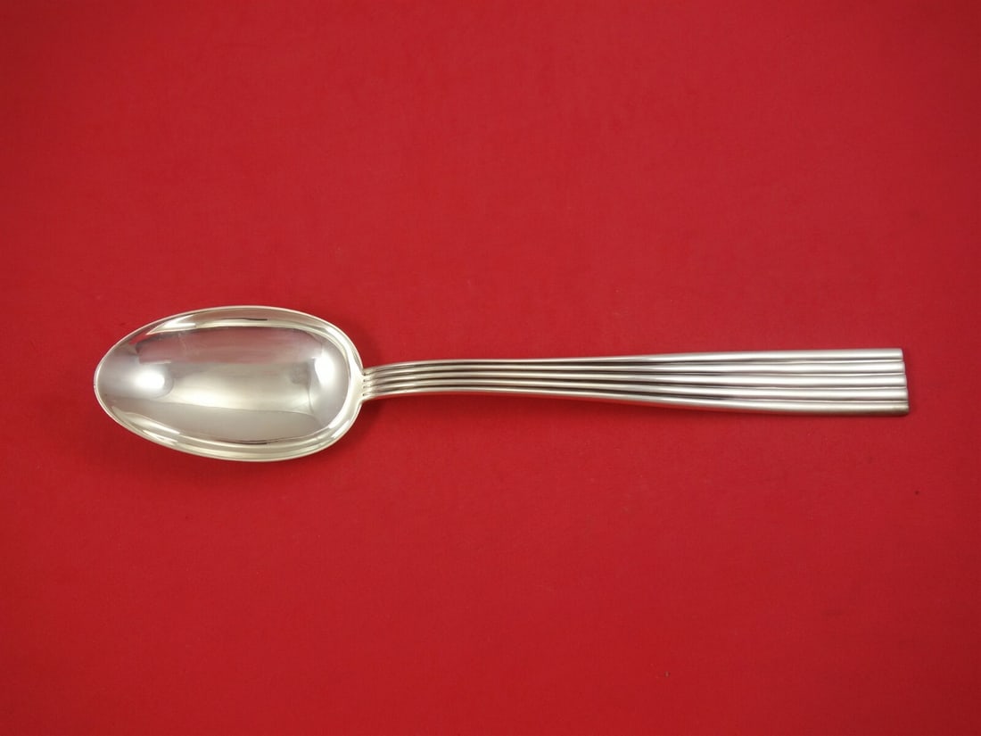 Buccellati Tiber Sterling Silver Vegetable Serving Spoon 10.5 inches: Buccellati Tiber Sterling Silver Vegetable Serving Spoon 10.5 inches This exquisite serving spoon is part of the Tiber pattern by Buccellati, crafted from high-quality sterling silver. Measuring 10 1/