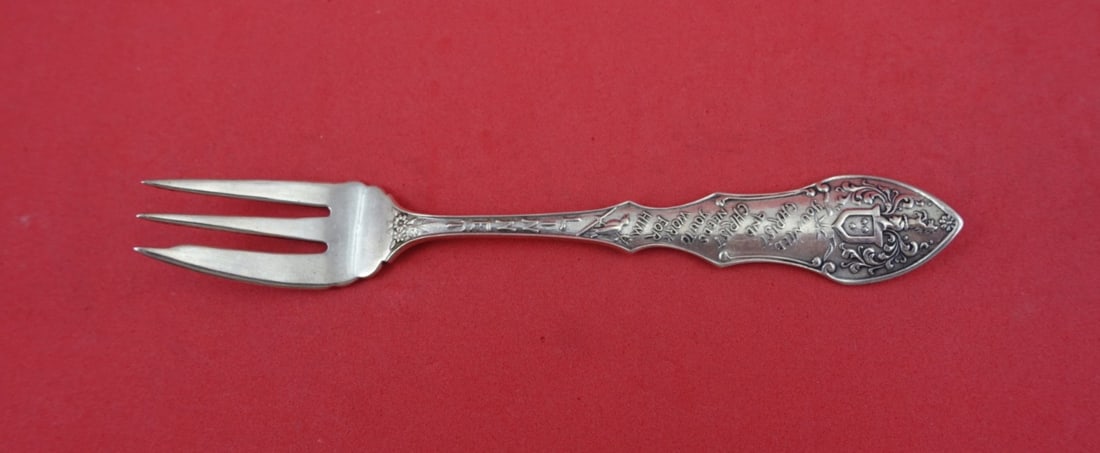 Sterling Silver 3-Tine Pickle Fork Linnet Pattern by Shiebler 5 1/8 Inch (1 of 2)