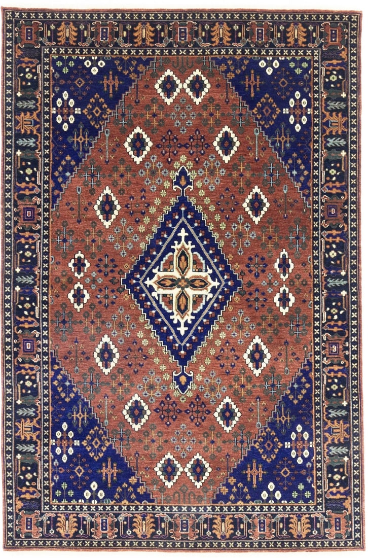 Handmade Tribal Geometric Oriental Area Rug 6x9 ft Wool: Handmade Tribal Geometric Oriental Area Rug 6x9 ft Wool Enhance your living space with this Vintage Style Handmade Tribal Geometric Oriental Rug. Measuring 6 feet by 9 feet, this area rug features a c